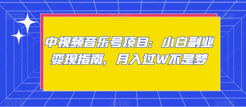 中视频音乐号项目：小白副业变现指南，月入过W不是梦【揭秘】-苏柒资源库