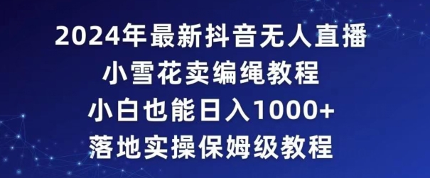 2024年抖音最新无人直播小雪花卖编绳项目，小白也能日入1000+落地实操保姆级教程【揭秘】-苏柒资源库