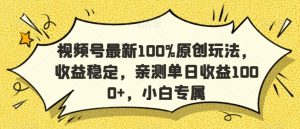视频号最新100%原创玩法,收益稳定,亲测单日收益1000+,小白专属【揭秘】-苏柒资源库