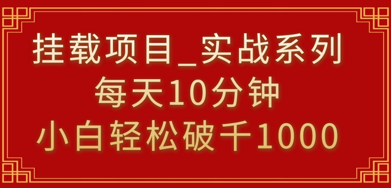 挂载项目，小白轻松破1000，每天10分钟，实战系列保姆级教程【揭秘】-苏柒资源库