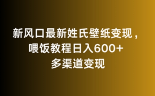 新风口最新姓氏壁纸变现，喂饭教程日入600+【揭秘】-苏柒资源库