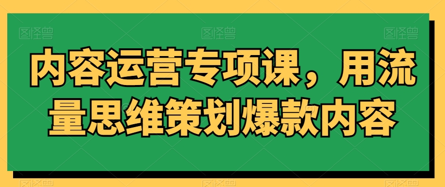 内容运营专项课，用流量思维策划爆款内容-苏柒资源库