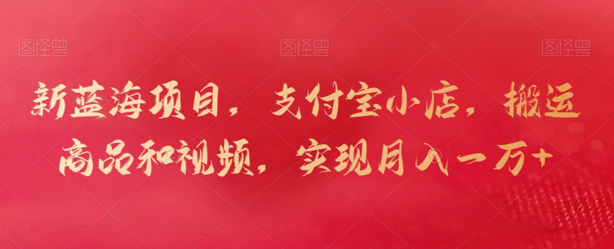 新蓝海项目，支付宝小店，搬运商品和视频，实现月入一万+【揭秘】-苏柒资源库