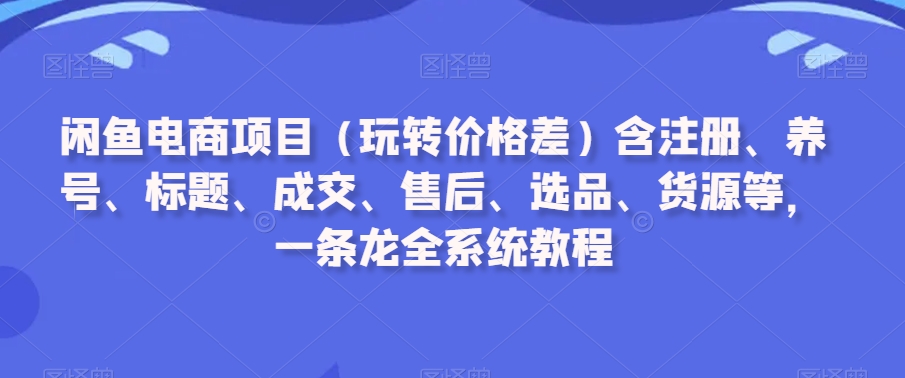 闲鱼电商项目（玩转价格差）含注册、养号、标题、成交、售后、选品、货源等，一条龙全系统教程-苏柒资源库