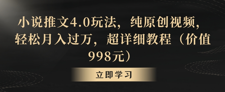 小说推文4.0玩法，纯原创视频，轻松月入过万，超详细教程（价值998元）【揭秘】-苏柒资源库