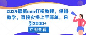 2024最新mm打粉教程,保姆教学,直接实操上手简单,日引2000+【揭秘】-苏柒资源库