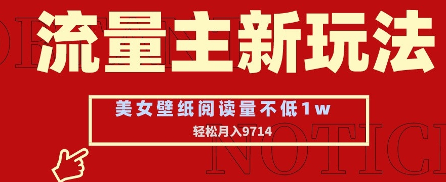 流量主新玩法，美女壁纸和头像，阅读量不低于1w，月入9741【揭秘】-苏柒资源库