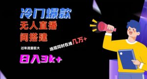 冷门爆款直播间手把手搭建,流量巨大,日入3k+【揭秘】-苏柒资源库