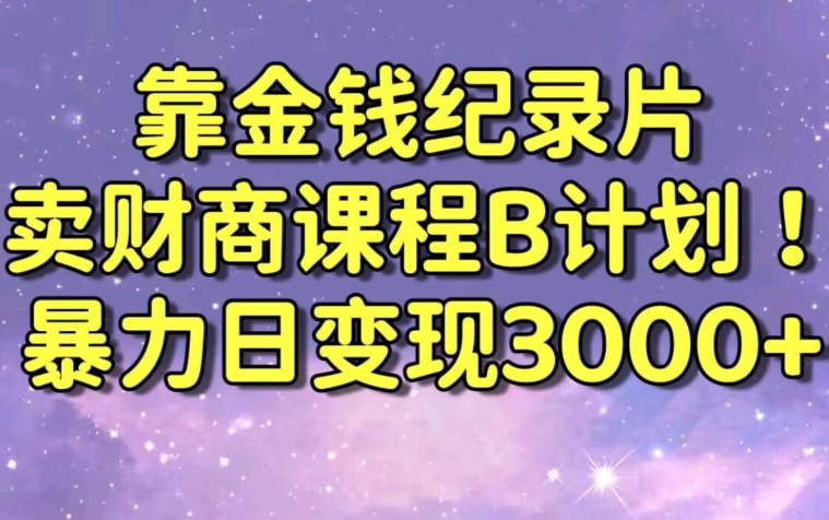 财经纪录片联合财商课程的变现策略，暴力日变现3000+，喂饭级别教学【揭秘】-苏柒资源库