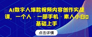 AI数字人爆款视频内容创作实战课,一个人·一部手机·素人小白0基础上手-苏柒资源库