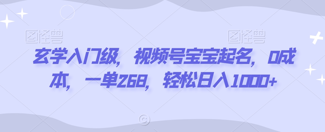 玄学入门级，视频号宝宝起名，0成本，一单268，轻松日入1000+【揭秘】-苏柒资源库