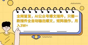 全网首发,AI公众号爆文插件,只需一款插件全自动输出爆文,矩阵操作,月入3W+【揭秘】-苏柒资源库