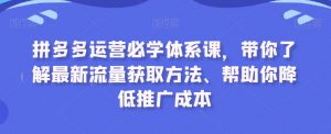 拼多多运营必学体系课,带你了解最新流量获取方法、帮助你降低推广成本-苏柒资源库