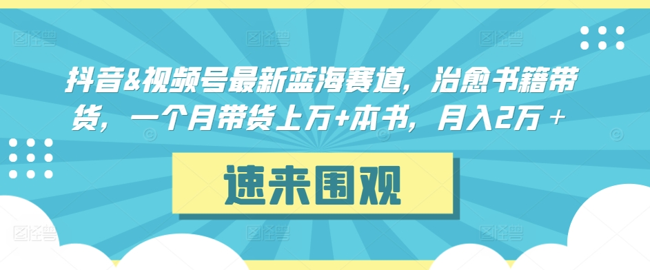 抖音&视频号最新蓝海赛道，治愈书籍带货，一个月带货上万+本书，月入2万＋【揭秘】-苏柒资源库