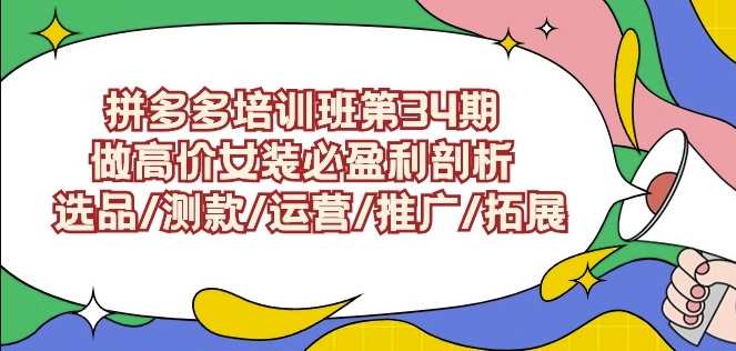 拼多多培训班第34期：做高价女装必盈利剖析选品/测款/运营/推广/拓展-苏柒资源库