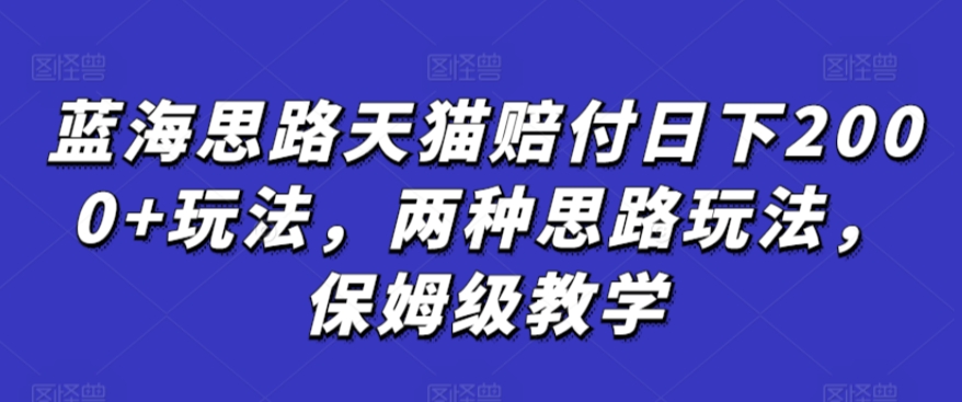 蓝海思路天猫赔付日下2000+玩法，两种思路玩法，保姆级教学【仅揭秘】-苏柒资源库