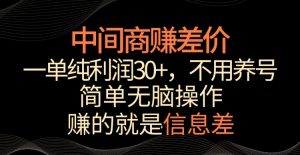 中间商赚差价,一单纯利润30+,简单无脑操作,赚的就是信息差,轻轻松松日入1000+【揭秘】-苏柒资源库