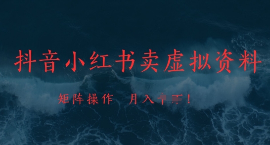 抖音小红书卖虚拟资料，市场需求一直存在，矩阵操作，月入1w+-苏柒资源库