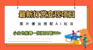 最新打赏变现项目，图片搬运搭配AI玩法，小白也能靠一张图日入5张-苏柒资源库