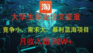 大学生毕业论文查重，暴利蓝海项目，月收入过1W+-苏柒资源库