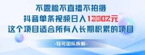 不露脸不直播不拍摄抖音单条视频日入1k+这个项目适合所有人长期积累的项目-苏柒资源库