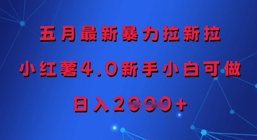 五月最新暴力拉新拉，小红薯4.0新手小白可做，日入多张-苏柒资源库