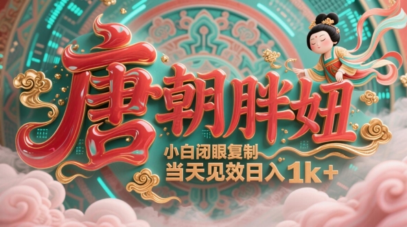 用AI克隆“唐朝胖妞”日更3条，平台疯狂推流，小白闭眼复制，当天见效，日入1k+-苏柒资源库