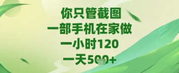 你只管截图，一部手机在家做，苹果安卓都可以，一天5张+【揭秘】-苏柒资源库