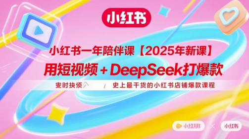 小红书一年陪伴课【2025年新课】，用短视频+deepSeek打爆款，史上最干货的小红书店铺爆款课程-苏柒资源库