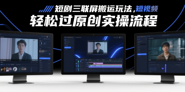 短剧三联屏搬运玩法，短剧搬运轻松过原创实操流程-苏柒资源库