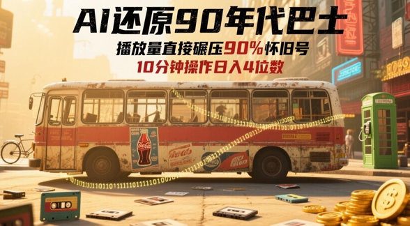 AI还原90年代巴士，一帧就让70后泪崩，播放量直接碾压90%怀旧号，每天操作十分钟，日入四位数-苏柒资源库
