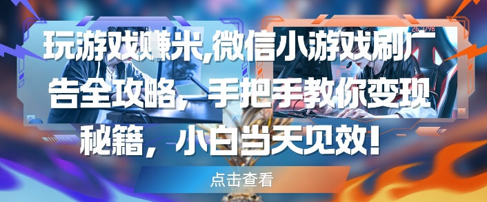 玩游戏挣米，微信小游戏刷广告全攻略，手把手教你变现秘籍，小白当天见效-苏柒资源库