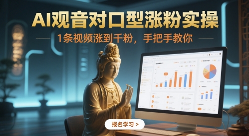 AI观音对口型涨粉实操，1条视频涨到千粉，手把手教你-苏柒资源库