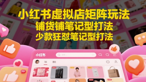 小红书虚拟店矩阵玩法，铺货铺笔记型打法，少款狂怼笔记型打法-苏柒资源库
