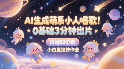 AI生成萌系小人唱歌，0基础3分钟出片，28个作品涨粉8.9W，单条最高19W赞，日入四位数，小白直接抄作业-苏柒资源库