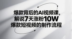 爆款背后的AI视频课，解说7天涨粉10W爆款短视频的制作流程-苏柒资源库