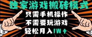 独家游戏搬砖模式,单手机即可操作,全自动挂机,无需玩游戏,月入1W+【揭秘】-苏柒资源库
