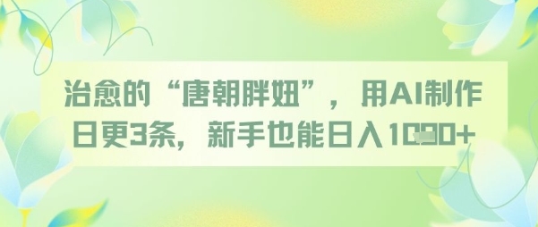 治愈的“唐朝胖妞”，用AI制作日更3条，新手也能日入多张-苏柒资源库