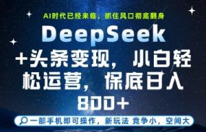 DeepSeek+头条变现,保姆级教学,小白轻松上手,日入8张+【揭秘】-苏柒资源库