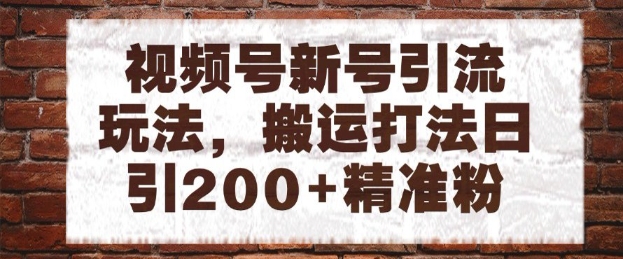 视频号新号引流玩法，搬运打法日引200+精准粉，可矩阵放大【揭秘】-苏柒资源库