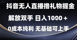 抖音无人直播撸礼物掘金,解放双手,日入1k,0成本纯利,无基础可上手【揭秘】-苏柒资源库