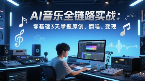 AI音乐全链路实战变现课：零基础3天掌握原创、翻唱、变现-苏柒资源库