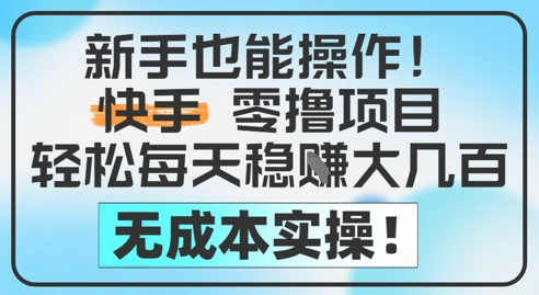 新手也能操作，快手零撸挣米，轻松每天挣2-5张，完全无成本-苏柒资源库