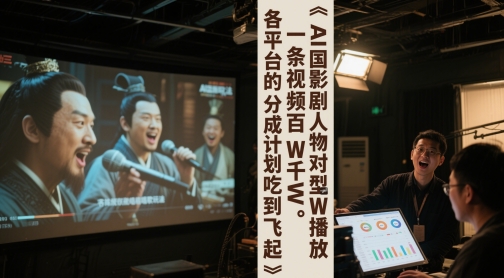 AI三国影视剧人物对口型唱歌玩法，一条视频百W千W播放，各平台的分成计划吃到飞起-苏柒资源库