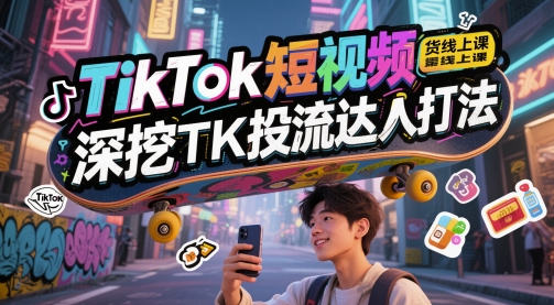 TikTok短视频带货线上课，深挖TK投流达人打法-苏柒资源库