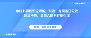 小红书男粉引流拆解，引流、变现当日见效超级干货，适用大部分行业引流-苏柒资源库