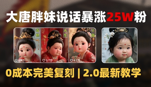 AI大唐胖贵妃说话2.0，40条视频暴涨40w粉，附独家变现攻略-苏柒资源库