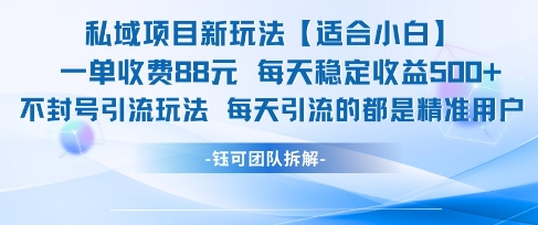 私域项目新玩法【适合小白】 一单收费88.每天稳定收益几张-苏柒资源库