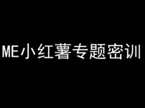 ME小红薯专题密训-小红书电商教程-苏柒资源库
