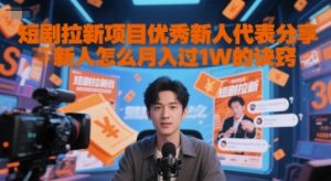 短剧拉新项目优秀新人代表分享新人怎么月入过1W的诀窍-苏柒资源库